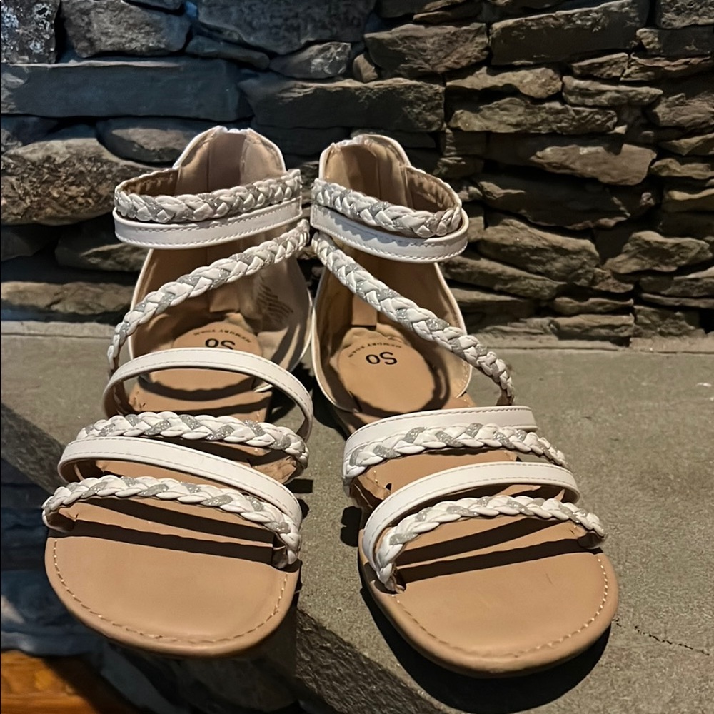 SO White Braided Sandals